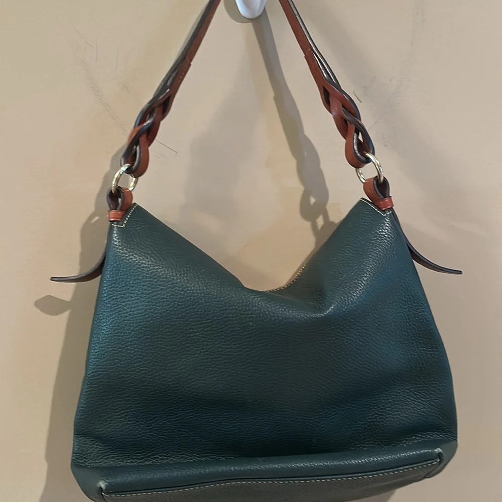 Dooney & Bourke green Pebble Grain Twist Strap Hobo